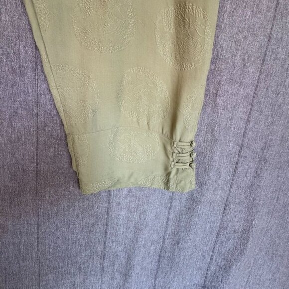 Citron Santa Monica Sage Green 100% Silk Pull On Crop Pull On Pants Size 2X - Picture 3 of 8